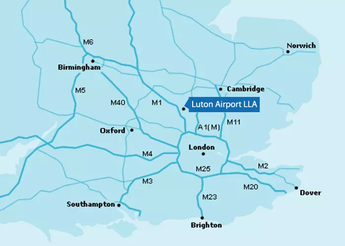 How far is it to Luton from major towns and cities?